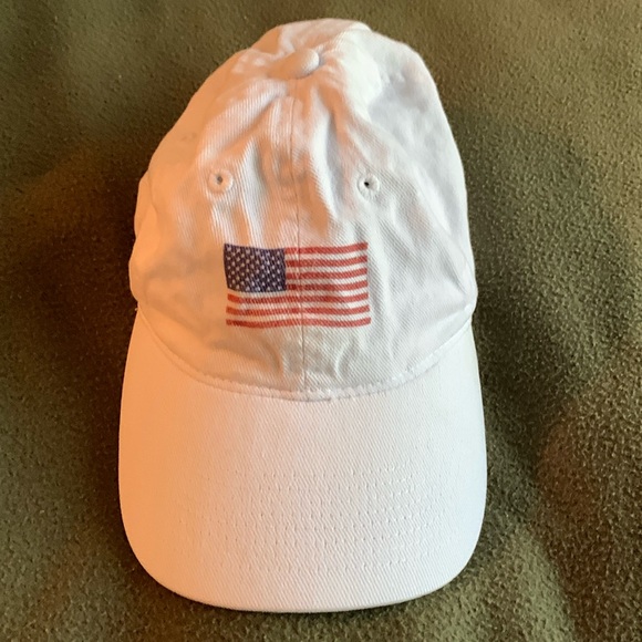 OTTO Accessories - Otto white baseball hat printed with the American flag. Hook & loop strap. OSFM